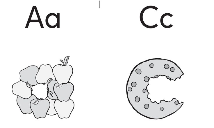 the letter c is for apple and an apple with cheese on it, which are outlined in