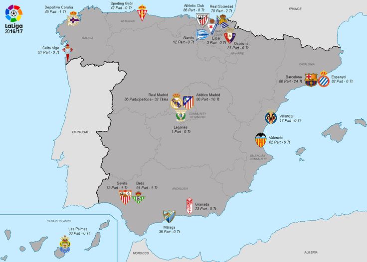 a map with all the different soccer teams on it