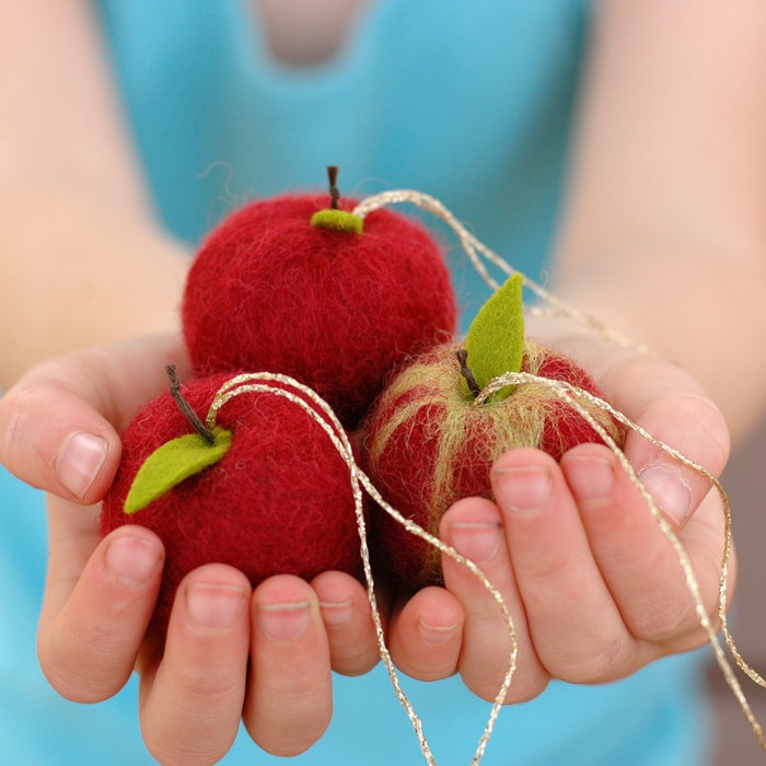 two small red apples are being held by someone