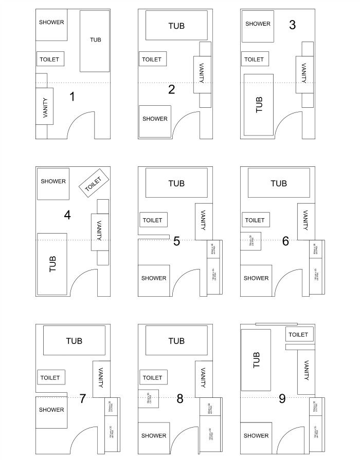 Exploring new bathroom layout options for a rectangular