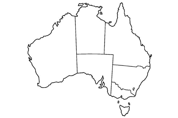 the outline of australia map in black and white