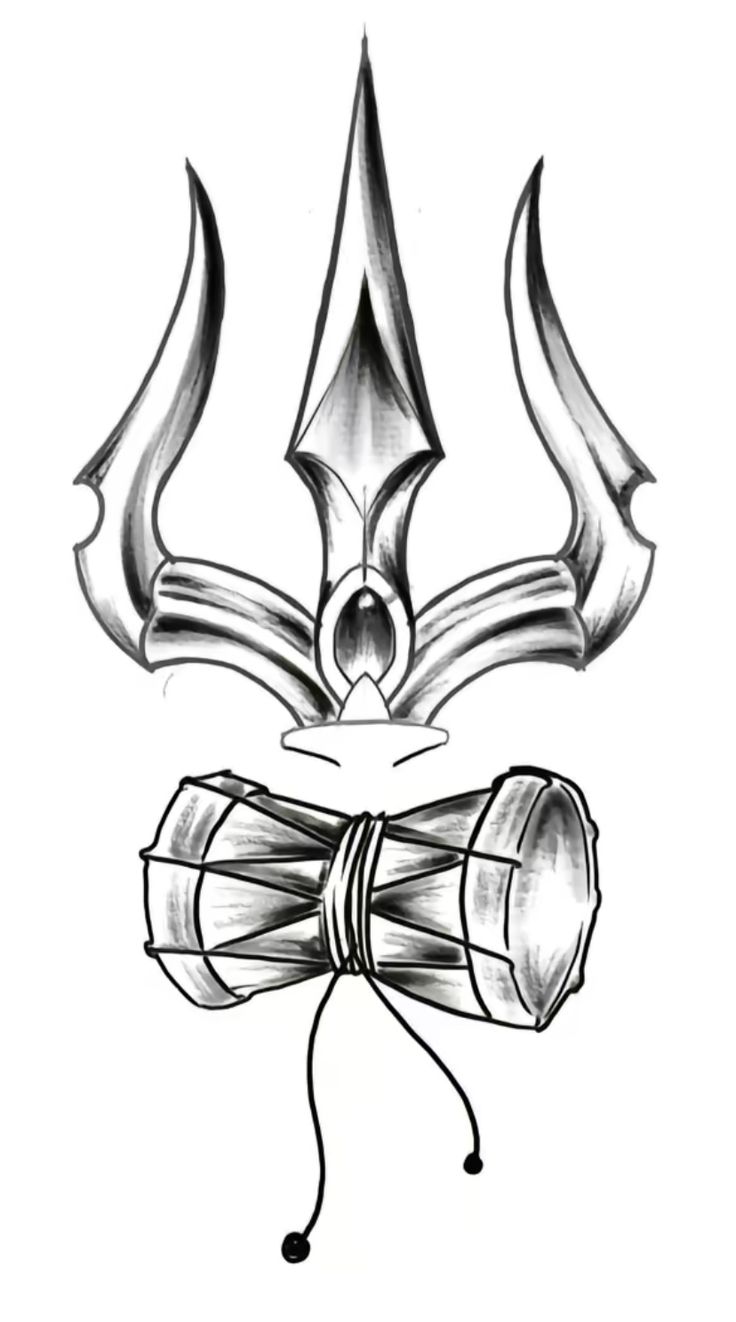 a drawing of a bow with horns on it