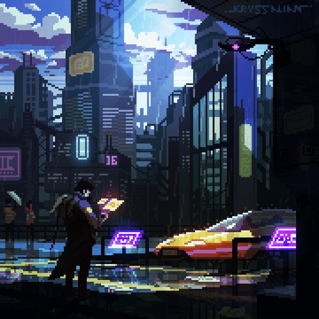 Lights in the Rain - PixelArt | Pixel art, Pixel art tutorial, Cyberpunk