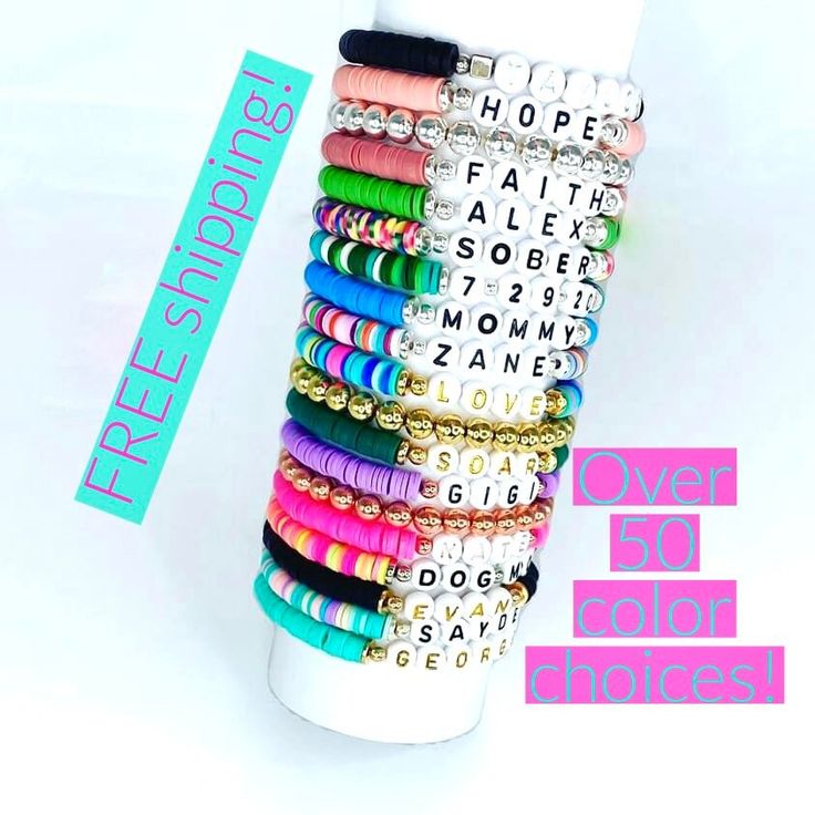 Make a statement with these cute custom bracelets! You choose the name or word, the colors and accents! Wear them one at a time or stack them for a gorgeous custom look! Buy one for yourself and one for your best friend or loved one! Hashtags and numbers available! Beautiful on their own and even more gorgeous paired with our metal round beaded bracelets! https://www.etsy.com/listing/987401020/beaded-bracelet-stackable-bracelets-gold Bracelets come in a sweet little drawstring pouch and are gift Adjustable White Name Bracelet With Custom Text, Personalized Black Beaded Bracelets, White Letter Beads Bracelet For Birthday, Personalized Fun Black Beaded Bracelets, Fun Personalized Black Bracelets, Trendy Customizable White Friendship Bracelets, White Beaded Name Bracelet For Birthday, Trendy White Customizable Friendship Bracelets, Trendy Customizable White Wristband