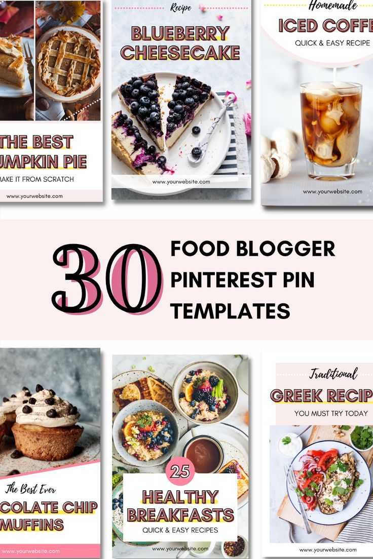 30 food blogger pinterest pin templates