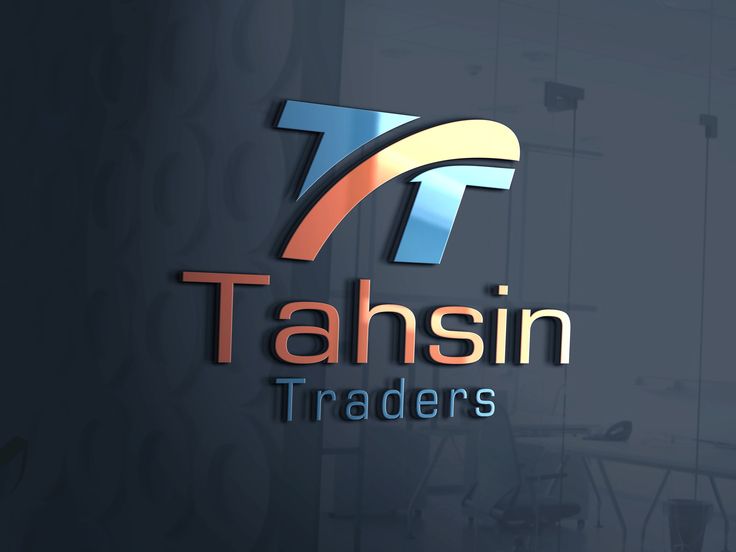 the logo for tahsin traders is shown on a dark blue and orange background