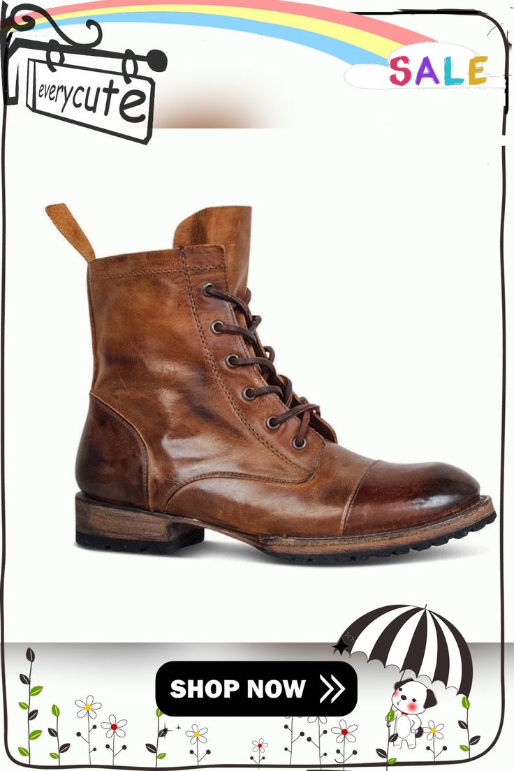 Vintage Genuine Leather Lace Up Boots Fall Leather Martin Boots With Plain Toe, Leather Martin Boots With Plain Toe For Fall, Leather Round Toe Boots For Fall, Leather Boots With Round Toe For Fall, Leather Martin Boots With Reinforced Toe, Ankle-high, Casual Leather Moto Boots With Reinforced Toe, Leather Ankle-high Martin Boots With Reinforced Toe, Fall Ankle-high Work Boots With Leather Sole, Leather Lace-up Boots For Fall