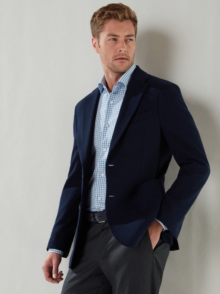 Robert Talbott signature Wright Knit Blazer crafted to have the look of a classic blazer with the incredible comfort of your favorite sweater. Fits close to the body, size up if you prefer room at the waist. Made in Italy of 100% luxe Italian cotton, unlined and lightly constructed for easy movement. The textured hopsack weave creates a rich appearance, natural stretch, and breathability. Designed for year-round wear. 100% Italian Cotton Luxurious sartorial features include functional sleeve but Timeless Long Sleeve Single Button Blazer, Classic Formal Cardigan With Lapel Collar, Classic Wool Cardigan For Business, Formal Classic Cardigan With Lapel Collar, Formal Wool Cardigan With Lapel Collar, Tailored Cashmere Blazer With Notch Lapel, Classic Single Breasted Business Cardigan, Timeless Single Button Sport Coat With Long Sleeves, Classic Single Breasted Cardigan For Business