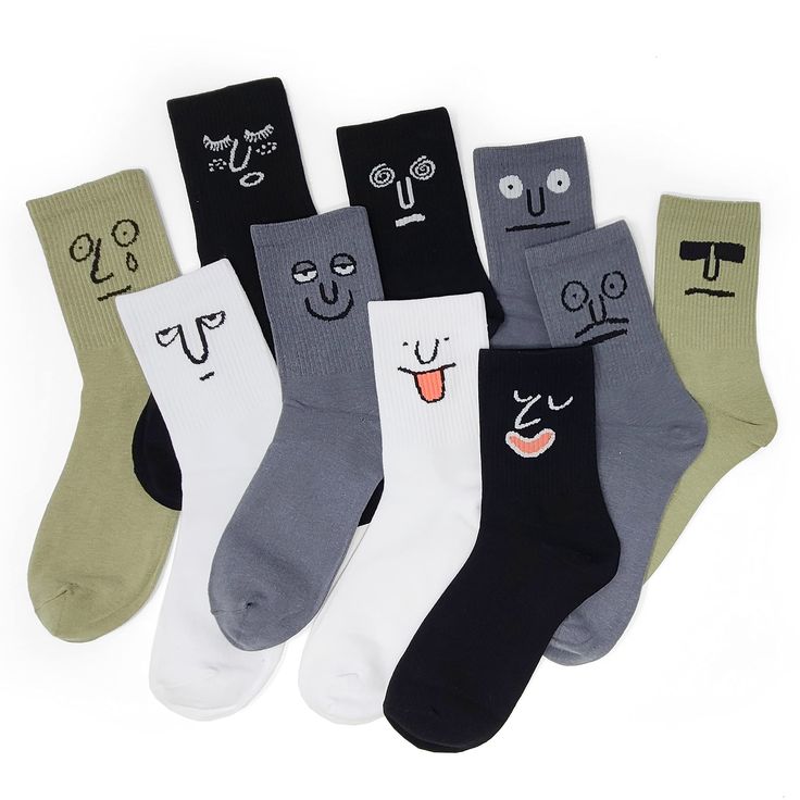 PRICES MAY VARY. No more boring socks-! Soothing color and unique adorable design drops a joy to your daily outfit. Face on your feet-! Crazy Fun - A mix of 10 different colors and designs makes these cute socks extremely fun. The various colors match any outfit on your workday or special events. Being stretchy and sweat-wicking - made of high quality cotton and spandex. You can feel the soft and gentle touch the moment you put them on. Suitable for women's shoe sizes 5-8, men's shoe size 5-7. I Gym Back Workout, Emoji Funny, Tennis Socks, Mens Crew Socks, Toddler Socks, Crazy Funny, Novelty Clothing, Everyday Basics, Crazy Socks