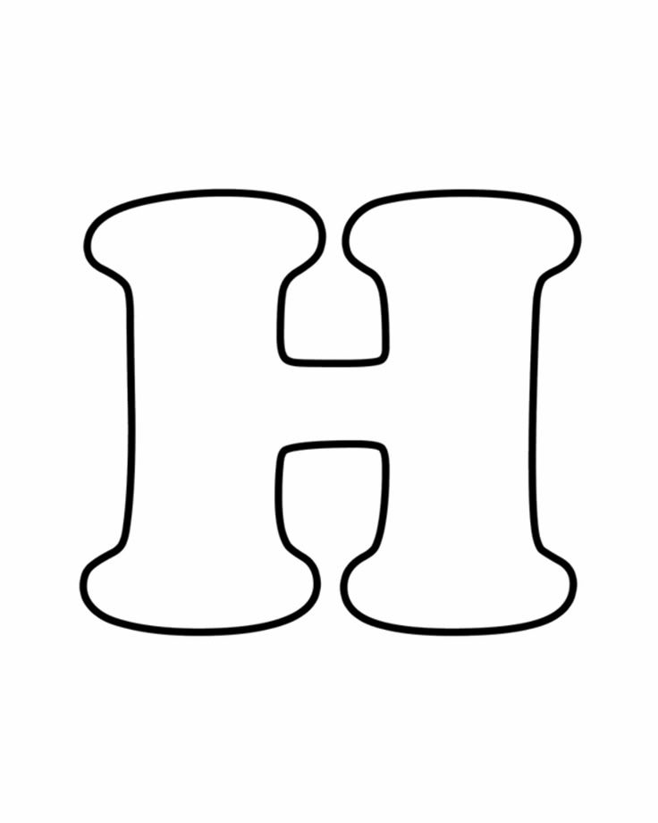 the letter h is outlined in black and white