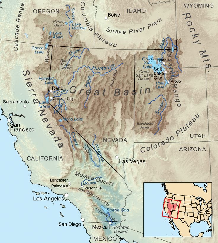 Great Basin - Wikipedia Types Of Maps, Earth Changes, Cool Maps, Great Basin National Park, Sacred Sites, Great Basin, Lake Mead, Fur Trade, Desert Landscapes