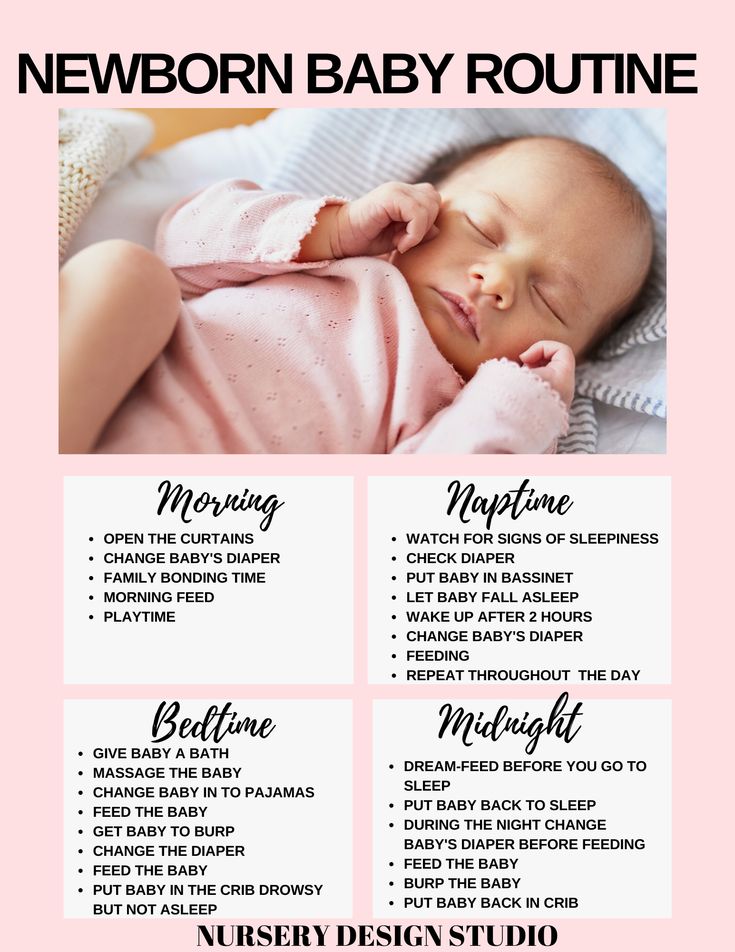 a baby's newborn schedule with the words newborn baby routine written in black and white