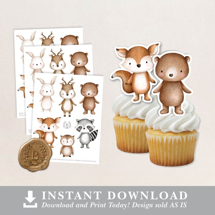 Woodland Animals Cake Toppers | Animal cake topper, Woodland cake ...