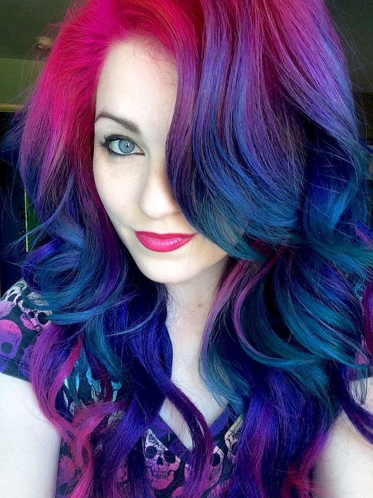 Hair Color Ideas 2022, Bright Hair Color Ideas, Purple And Blue Hair, Blue And Purple Hair, Trendy We Fryzurach, Unicorn Hair Color, Galaxy Hair, Rainbow Hair Color, Bright Hair Colors