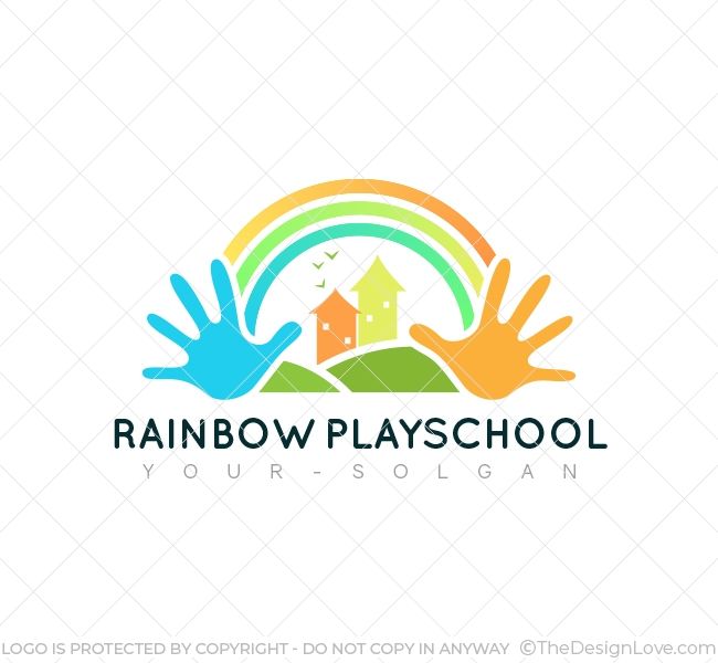 Play School Logo Kindergarten Logo, Kids Logo Design, Rainbow Logo, School Logo, Kids Club, Kids Logo, Logo Maker, Business Card Template, Art Logo