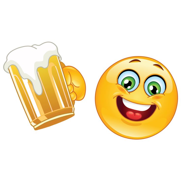 a smiley face holding a mug of beer