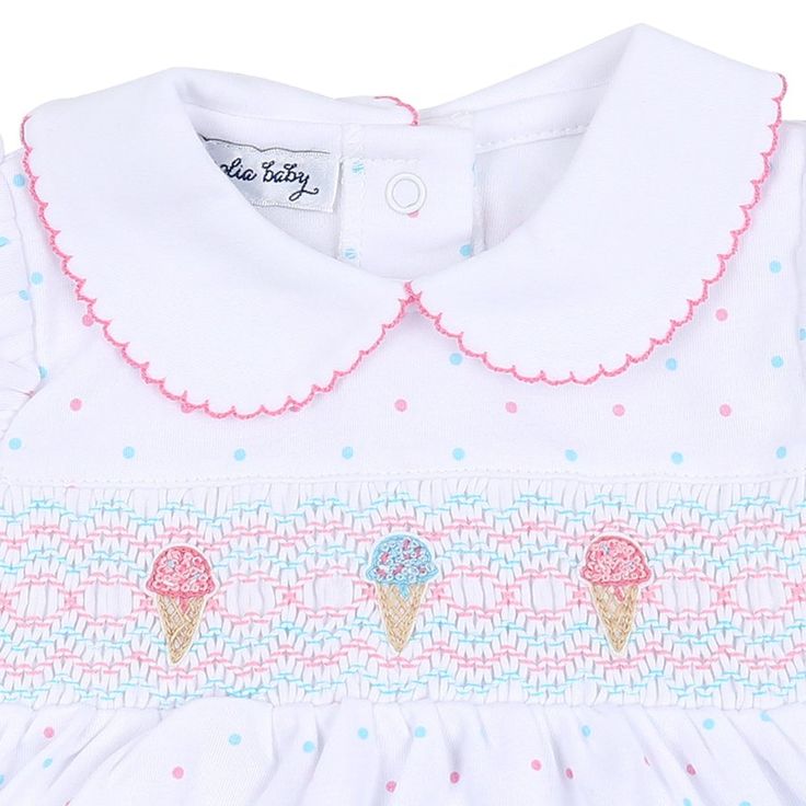 Treat your little darling to a scoop of pure sweetness with the Smocked Collared Flutters Dress Set by Magnolia Baby. This precious set features a collared dress with flutter sleeves, adorned with charming ice cream cone smocking in delicate pink. Perfect for summertime twirls and fashionable outings, your little one will be the most stylish sundae at the party! Baby Ice Cream, Dress With Flutter Sleeves, Magnolia Baby, Flutter Dress, Collared Dress, Alabama Football, Smocked Dress, Diaper Cover, Dress Set