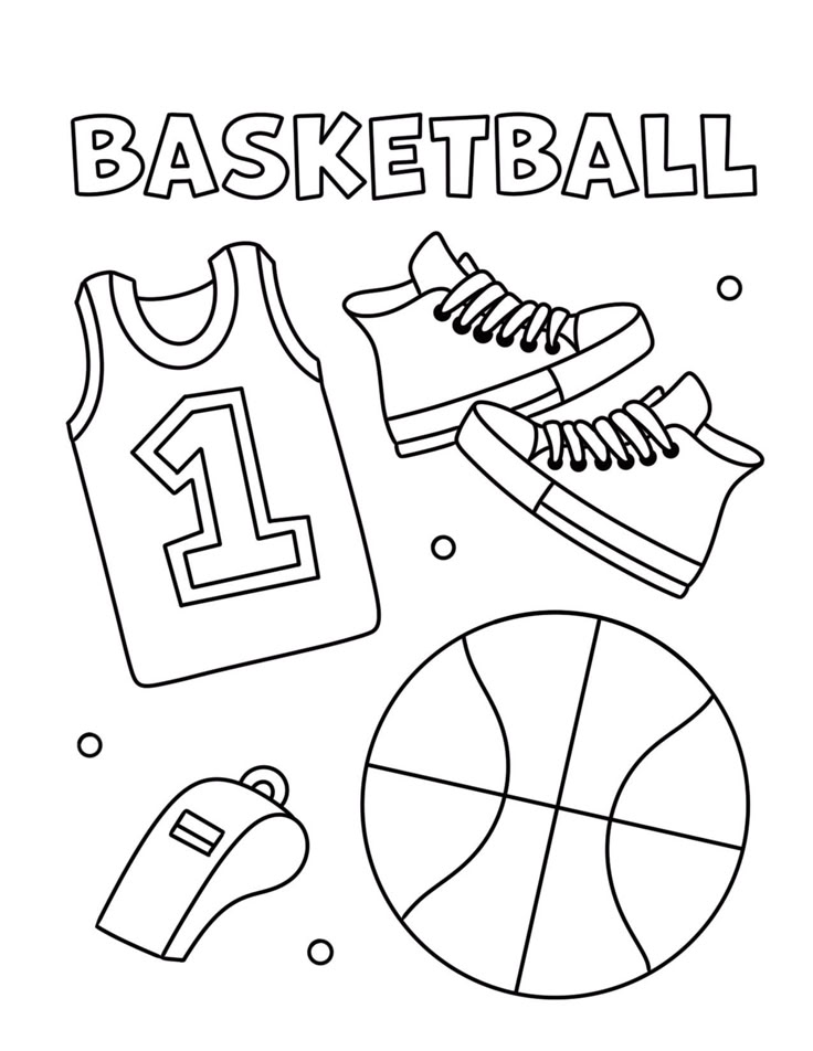 Free Basketball Coloring Page for Kids! in 2024 | Sports coloring pages ...