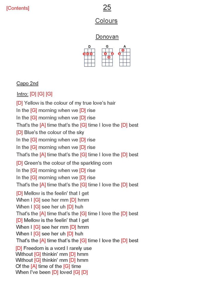 the guitar chords are arranged in red and black