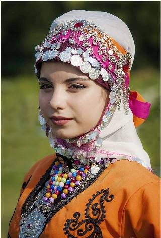 Turkish girl in traditional Turkish costume. From BURDUR. She has a ...