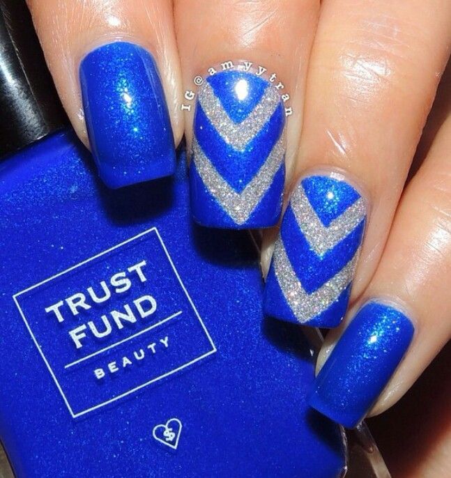 Trust Fund Beauty: ☆ Denim with Diamonds ☆  ... a bright cobalt blue nail polish with chevron nail art with China Glaze:  ☆ Glistening Snow ☆ Cobalt Blue Nails Designs, Cobalt Blue Nails, Chevron Nail Art, Nails Bright, Green Nail Art, Winter Designs, Fingernail Designs, Nails Fun, Denim And Diamonds