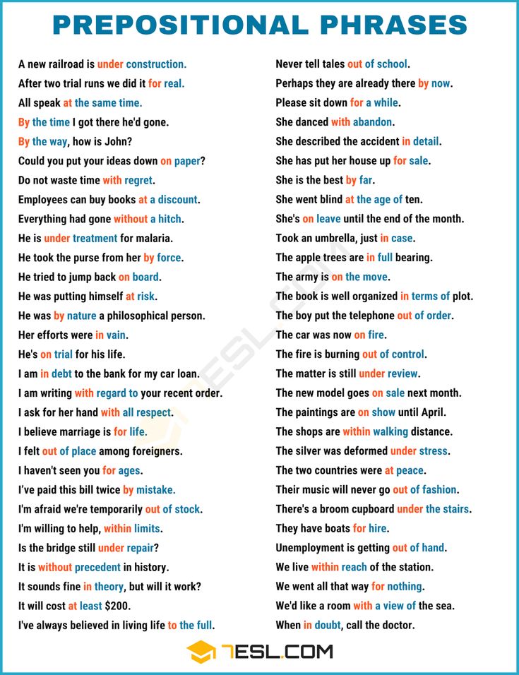 the prepositional phrases in english