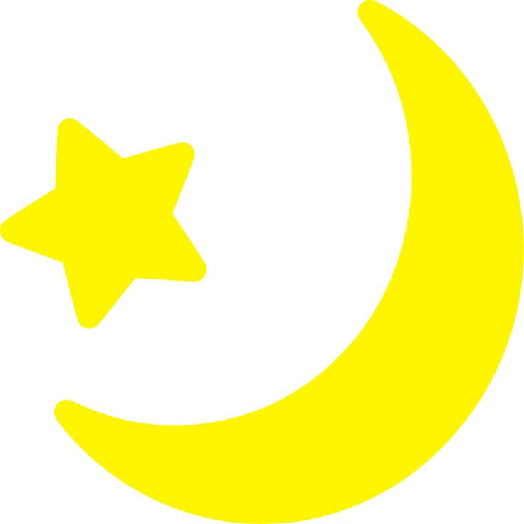 an orange crescent and star on a white background