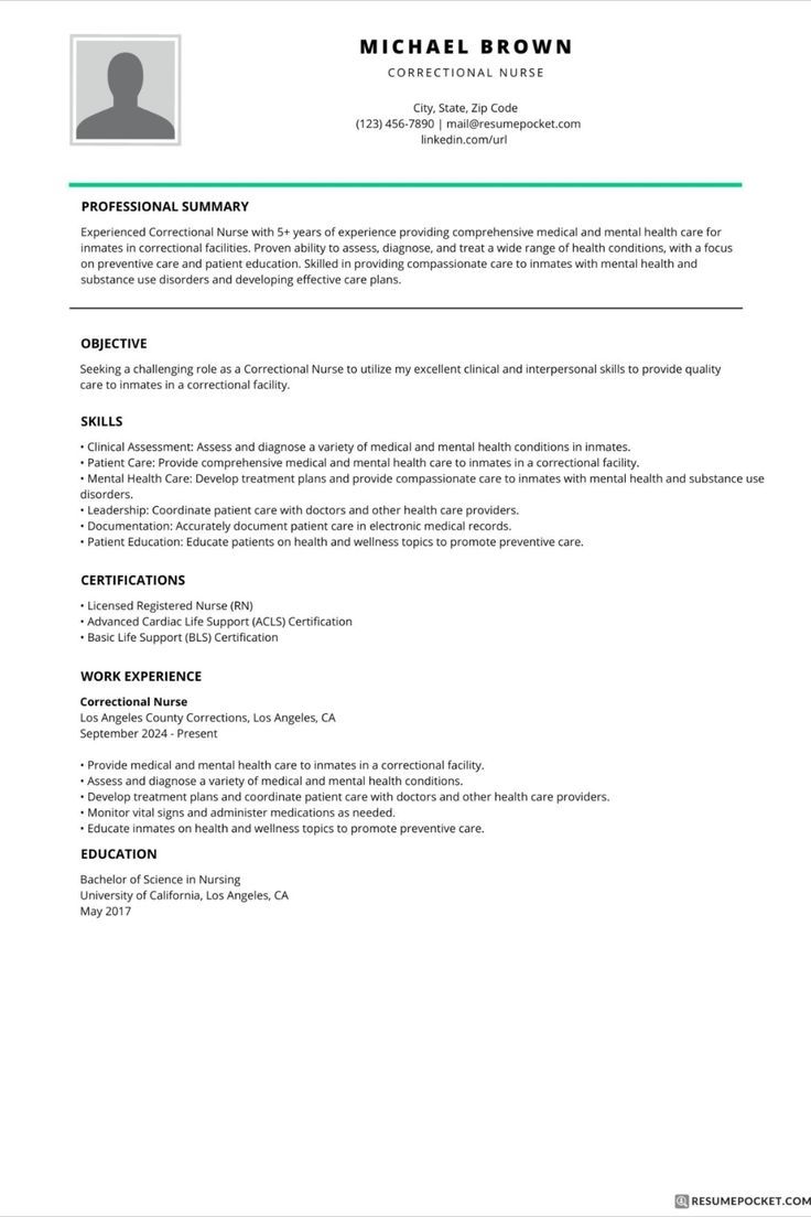 Correctional Nurse Resume Example in 2023 | Nursing resume, Infection ...