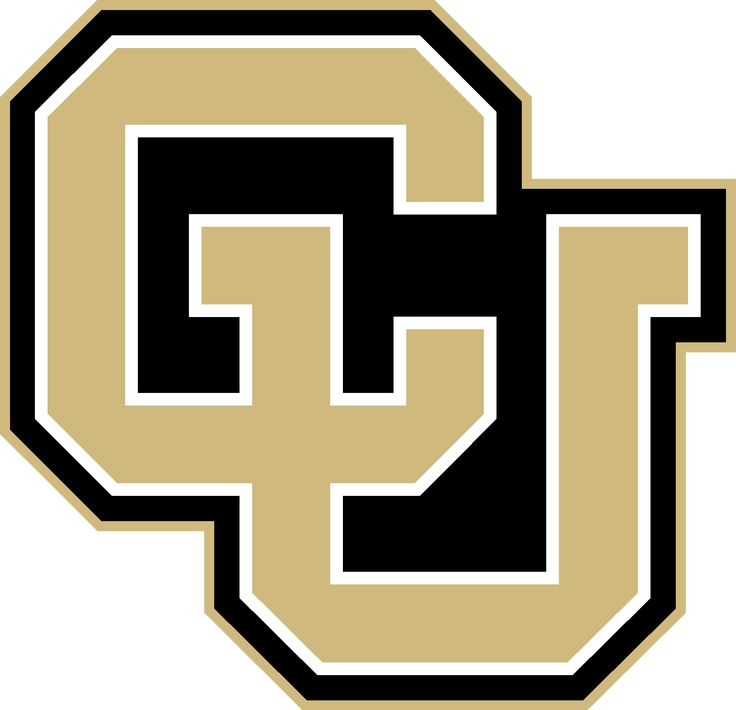 the logo of the university of colorado is shown in black and gold on a white background