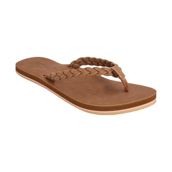 They're a great choice for summertime walks along the beach, and the Cobian� Bethany Braided Pacifica Thong Sandals for Ladies deliver years of open-air comfort. Up top, the synthetic-leather, braided-strap uppers create a comfortable fit, and they look great. Multi-density footbeds feature soft top soles made with Cobain Nuve Foam� for excellent cushioning. Plus, these anatomically designed women's sandals deliver premium arch support for all-day wearing comfort. Finally, the durable outsoles g Synthetic Flip Flops With Textured Footbed For Summer, Sand Colored Cushioned Sandals For Beach, Cushioned Sand Sandals For The Beach, Cushioned Footbed Sandals For The Beach, Comfortable Beach Flip Flops With Textured Footbed, Adjustable Sandals For Summer Beach Outings, Comfortable Textured Footbed Flip Flops For Beach, Adjustable Synthetic Beach Sandals, Beach Sandals For Vacation