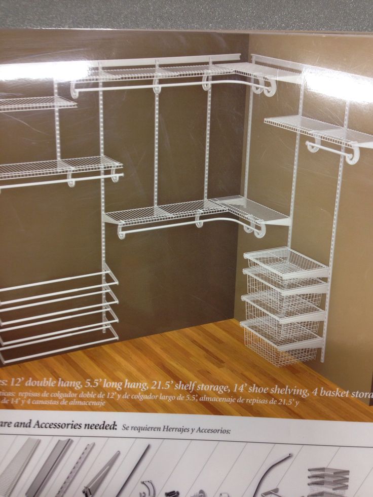 an advertisement for a closet with shelves and drawers