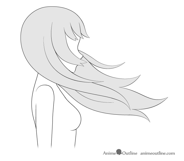 a drawing of a woman with long hair