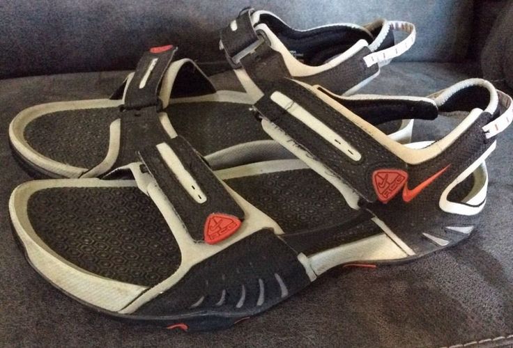 NIKE Men's Size 12M ACG Black Gray Red Sport Sandals Velcro Closures 318974 #Nike #SportSandals Flip Flops For Men, Sport Sandals, Sandals Flip Flops, Mary Jane Sneaker, Flip Flop Sandals, Nice Shoes, Different Styles, Nike Men, Black Gray