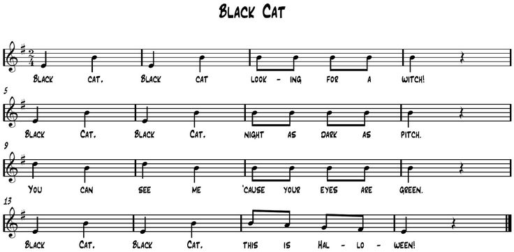 sheet music with the words black cat on it