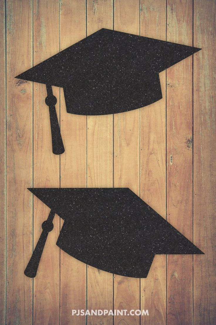 two graduation caps cut out on top of a wooden wall with the words, i can't wait for you