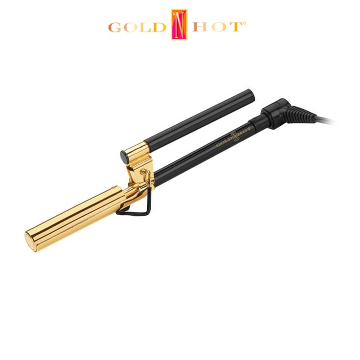 GOLD N HOT 3/4" Professional Marcel Curling Iron HT-GH9495  Gold N Hot Professional Marcel Curling Irons are designed with 24K gold plated flat tip barrel. Has an exclusive MTR Multi-Temp regulator with variable temperature settings, for styling fine and fragile, to thick and highly resistant hair. Both the marcel and the main handles rotate 360 degrees for easy maneuvering. Power indicator light, built in safety stand and 9 ft. tangle free swivel cord. Marcel Curling Iron, Curling Irons, Gold N, Salon Equipment, Beauty Equipment, Curling Iron, One Stop Shop, Hair Tools, Barrel