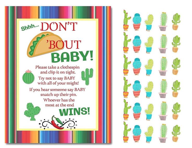 Don't Taco Bout A Baby Don't Say Baby Shower Game Mini Cactus ...