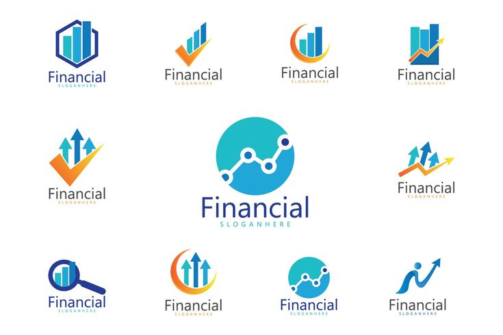 the logos for financial companies are shown in different colors and sizes, including blue, orange,