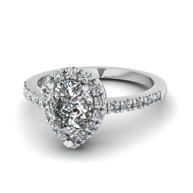 a pear shaped diamond engagement ring with side stones