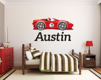 Boys Custom Race Car 3A Name Monogram Decal Nursery Room Vinyl Wall ...