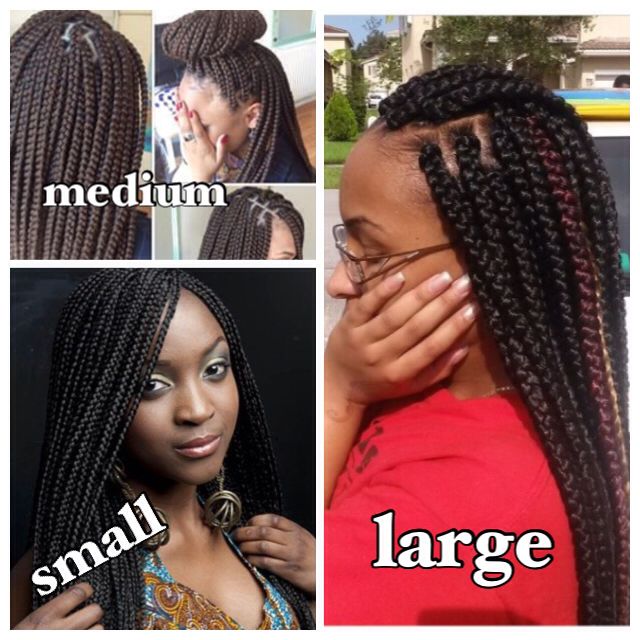 Different sizes of box braids Box Braids Sizes, Different Types Of Braids, Knotless Box Braids, Blonde Box Braids, Big Box Braids, Short Box Braids, Long Box Braids, Types Of Braids, Box Braids Styling