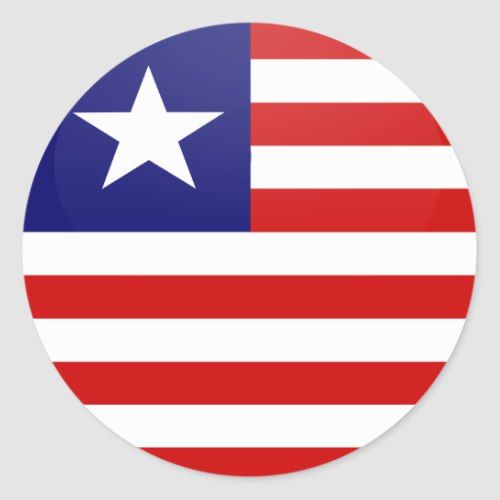 an american flag round sticker with white stars on the bottom and red, white, and blue stripes