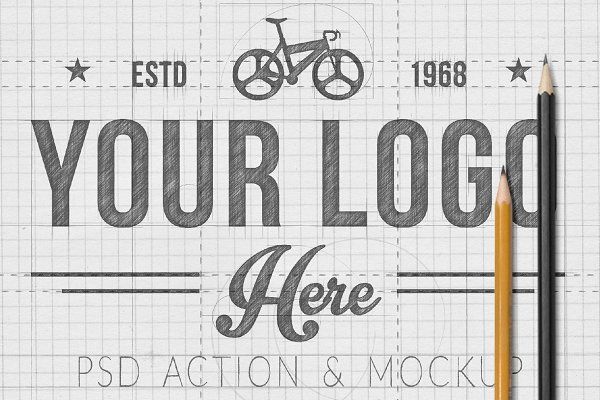 Download Hand Sketched Logo Action Mockup Psd Mockup Free Branding Mockups 2020 Hand Sketch Hand Drawn Photoshop Logo Templates