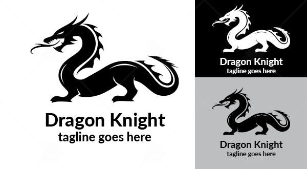 the dragon knight logo is designed in black and white, it looks like an animal