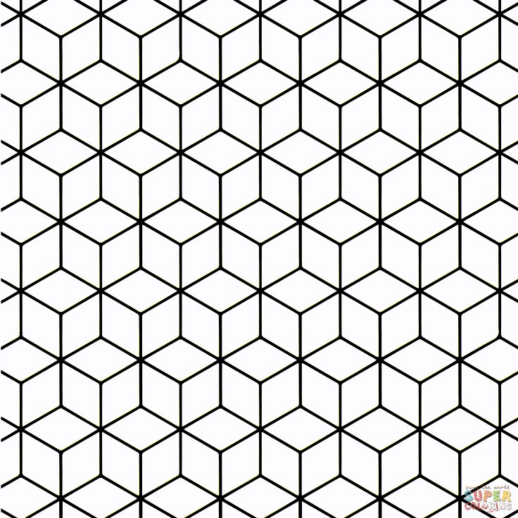 a black and white geometric pattern that looks like hexagonals or cubes