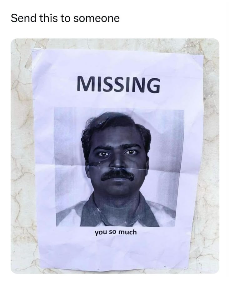 a paper bag with an image of a man's face on it and the caption reads, send this to someone missing you so much