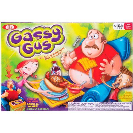 the game has an image of a man eating hotdogs and other foods on it