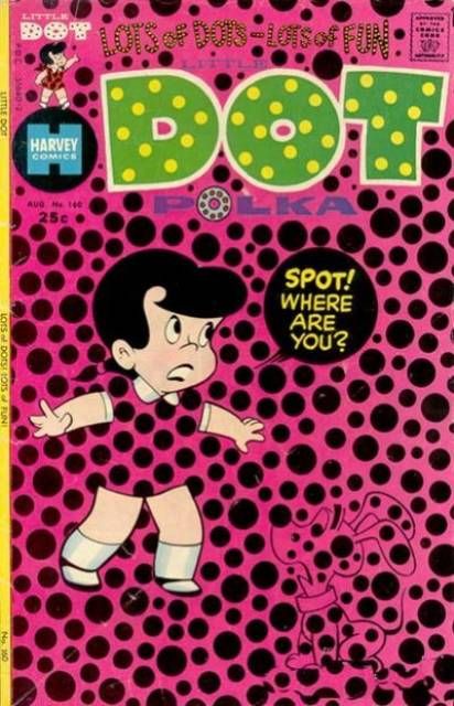 the cover to dot magazine, featuring a cartoon character on pink and black polka dots