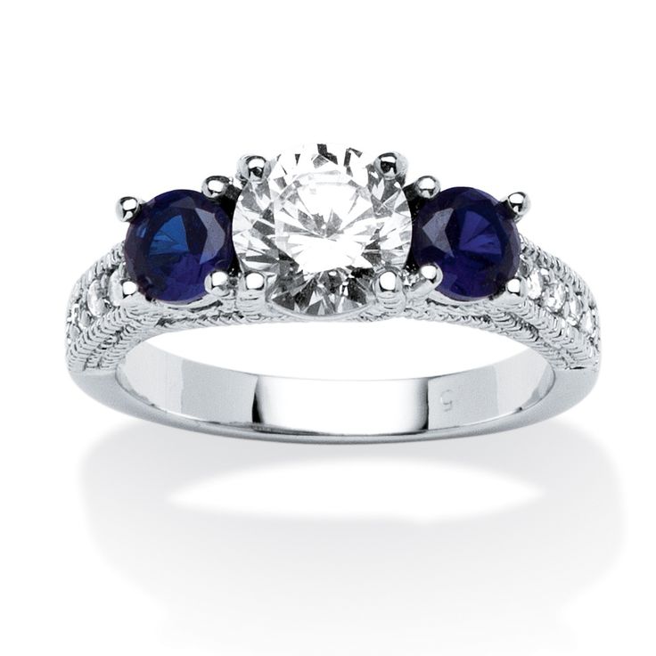 No need to choose between cz's and sapphires - this ring has both! 1.65 carats of radiant cubic zirconias and .17 caratPrice - $39-ofNBdL3X Nameplate Necklace Silver, Round Engagement Ring, Timeless Ring, Costume Rings, Palm Beach Jewelry, Round Engagement Rings, Cubic Zirconia Jewelry, Sterling Silver Engagement Rings, Jewelry Sterling Silver