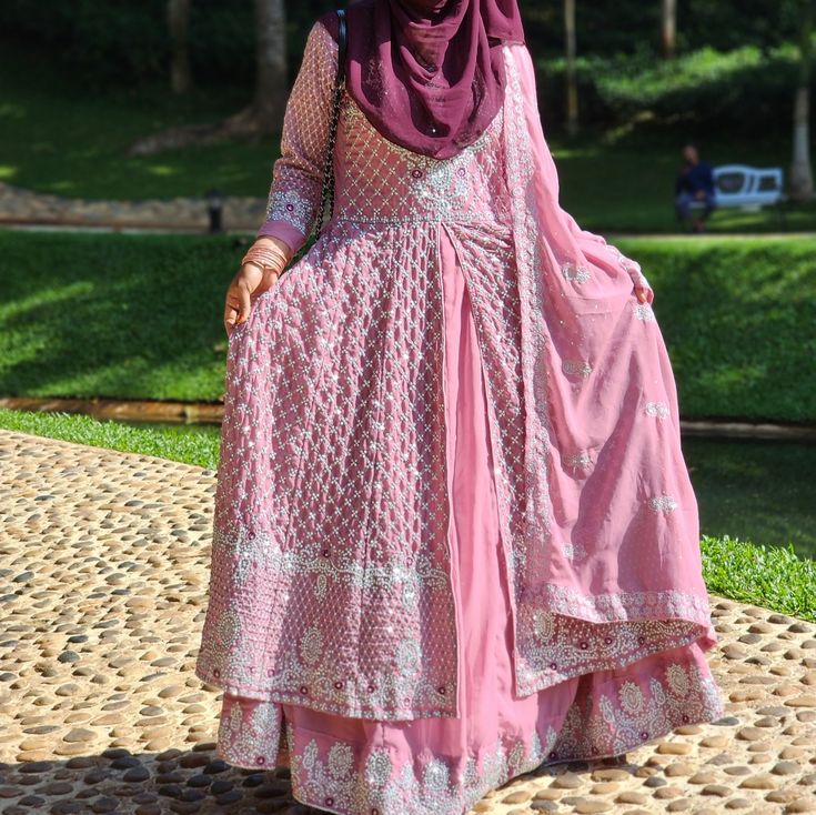 It's A Beautiful Indian Long Party Wear Dress. It's A Three Piece Dress. Dress Is All Over Stone Work. It Can Be Wear Any Party Or Wedding. It's 36 Size Dress. Color Is Same As Pictured Light Pink. It's A Brand New Dress Without Tag Glamorous Eid Dress With Dupatta, Glamorous Dress With Dupatta For Eid, Glamorous Georgette Dresses For Festive Occasions, Glamorous Festive Georgette Dresses, Glamorous Dresses With Resham Embroidery For Festive Occasions, Glamorous Dresses With Resham Embroidery For Festive, Glamorous Festive Dresses With Resham Embroidery, Semi-stitched Evening Dress For Eid, Glamorous Dresses With Resham Embroidery